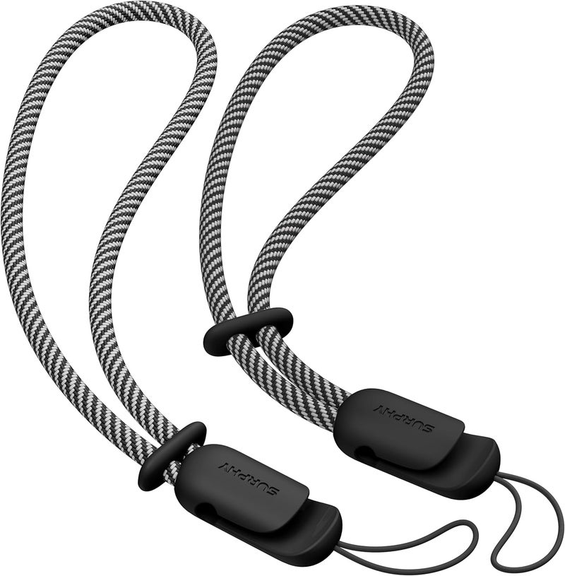 SURPHY 2 Pack Phone Lanyard for Cellphone Case, Phone Wrist Strap for Case, Cellphone Strap with 2-Color Braided, Charm Wrist Lanyard for Women, Cellphone Wrist Lanyard for Women, Black & Black - Image 1